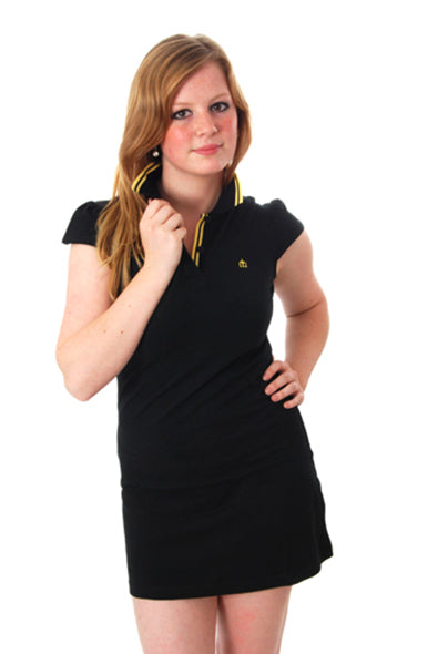 Merc - Ruth cap sleeve polo dress - Black