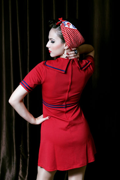 Pop Boutique - Sailor Dress - Red/Navy
