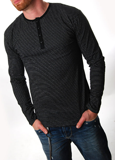 Pop Boutique - Grandad Long Sleeve T-Shirt-Black