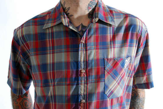 Steady Clothing - R.S.Plaid Button Up Shirt-Blue