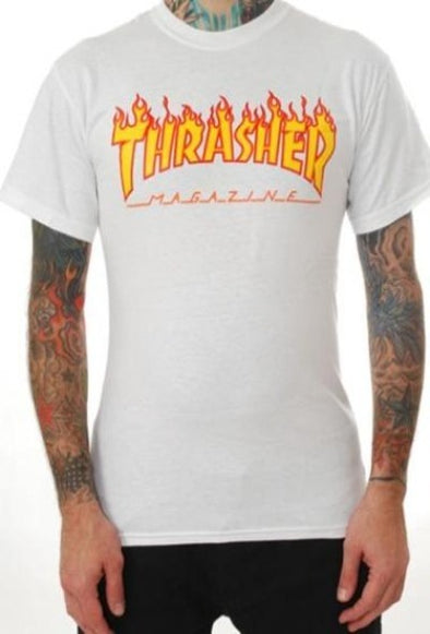 Thrasher-Flame SS Tee-White