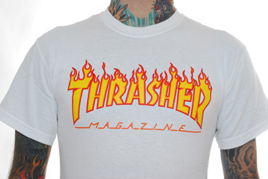 Thrasher-Flame SS Tee-White