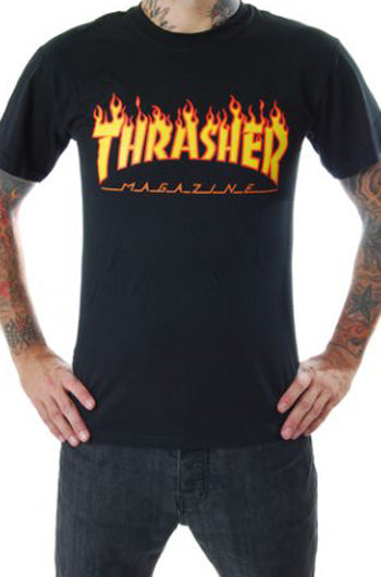 THRASHER  FLAME T-Shirt-Black