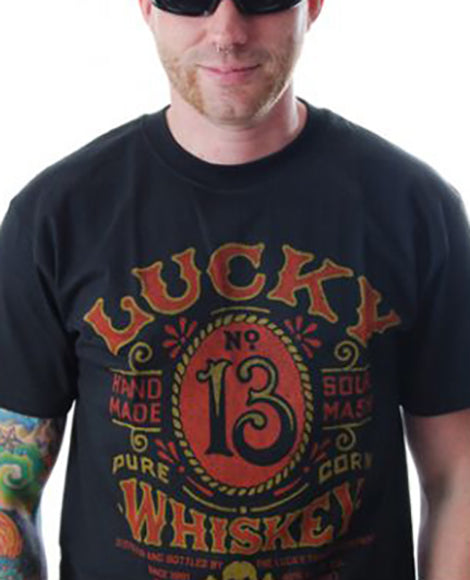 Lucky 13 - Whiskey-T-Shirt-Black