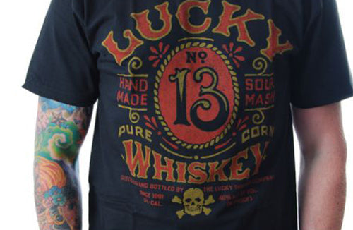 Lucky 13 - Whiskey-T-Shirt-Black