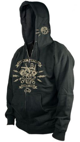 Lucky 13 - Men's Full Zip Hooded Fleece Sweatshirt