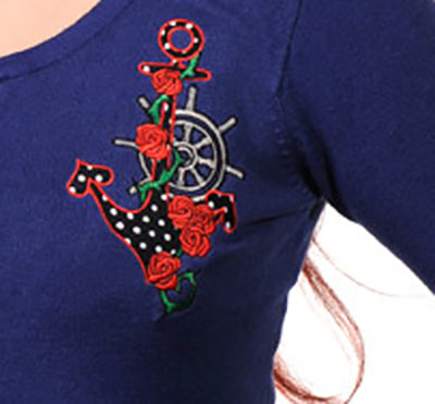 Banned - Anchor & Roses Sailor Cardigan  Blue