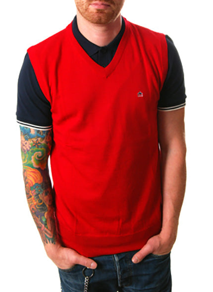 Merc - Jenz, classic knitted sleeveless sweater- Red