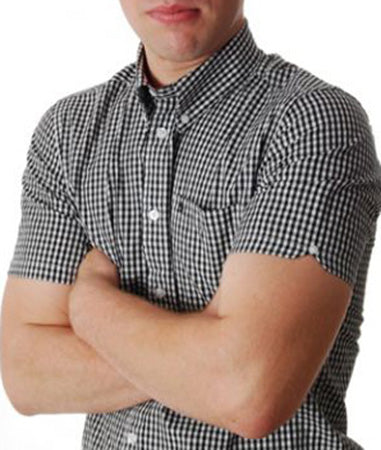 Merc - Terry button down Gingham shirt - Black