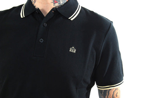 Merc - Classic short sleeve polo shirt - Black/Mid Yellow