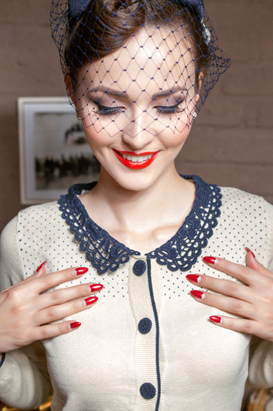 Merc - Kastel Crochet Collar Cardigan - White