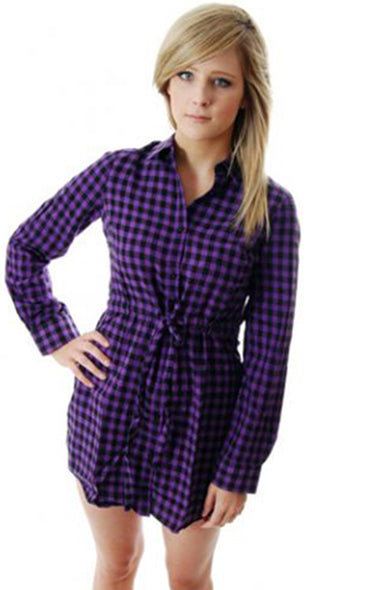 Merc - Janice flannel tartan dress-purple