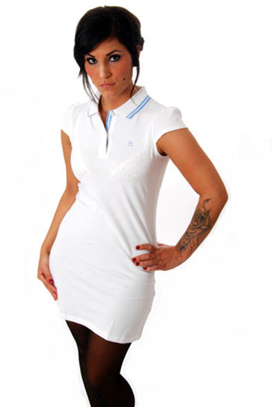 Merc - Ruth cap sleeve polo dress - White
