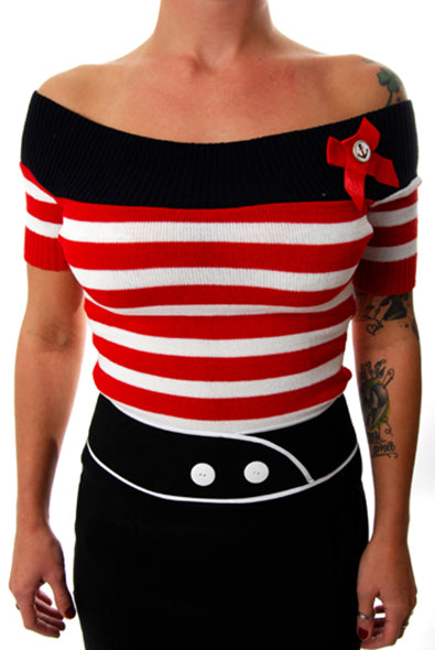 Miss Fortune - Nautical Nancy Off The Shoulder Top