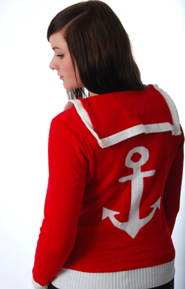 Miss Fortune - Nautical Nancy Cardigan-Red