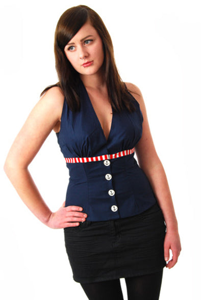 Miss Fortune - Nautical Nancy Halter Top - Navy