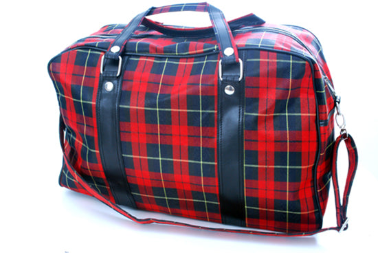 Pop Boutique -Tartan Travel Bag - Red Plaid
