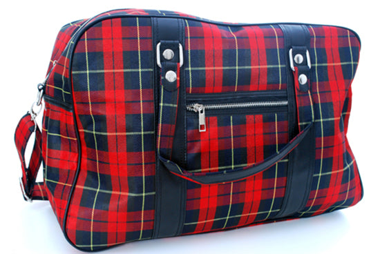 Pop Boutique -Tartan Travel Bag - Red Plaid