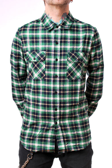 Pop Boutique - Green Check Flannel Shirt