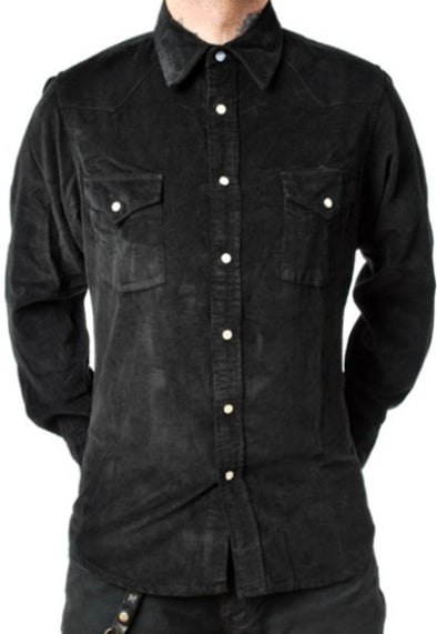 Pop Boutique - Black Corduroy Long Sleeve Shirt