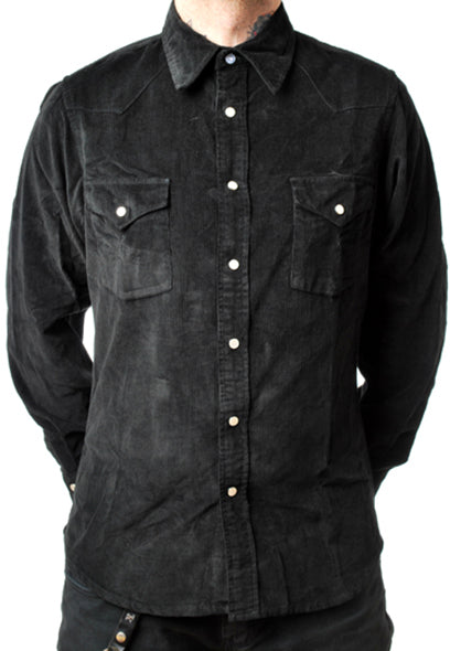 Pop Boutique - Black Corduroy Long Sleeve Shirt