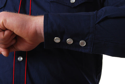 Pop Boutique - Rose Western Shirt-Navy