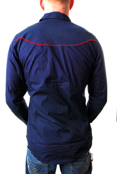 Pop Boutique - Rose Western Shirt-Navy