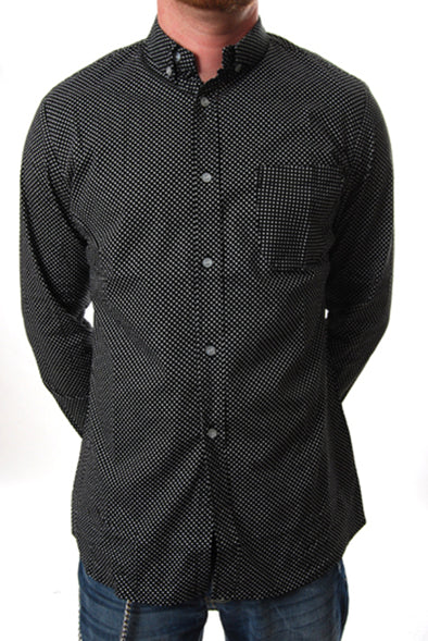 Pop Boutique - 60's Button Down Shirt-Spots-Black