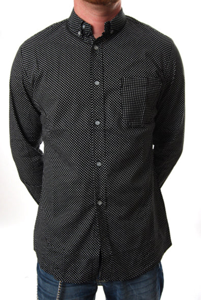 Pop Boutique - 60's Button Down Shirt-Spots-Black