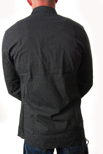 Pop Boutique - 60's Button Down Shirt-Spots-Black