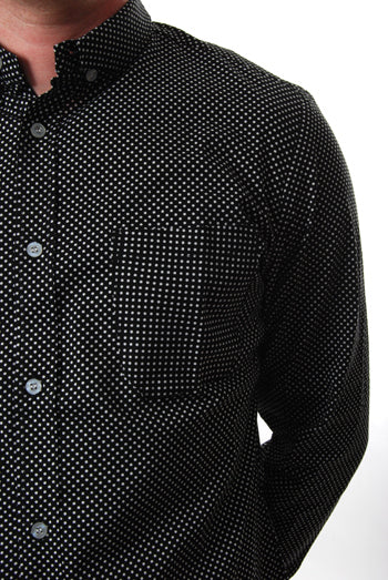 Pop Boutique - 60's Button Down Shirt-Spots-Black