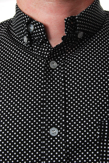 Pop Boutique - 60's Button Down Shirt-Spots-Black