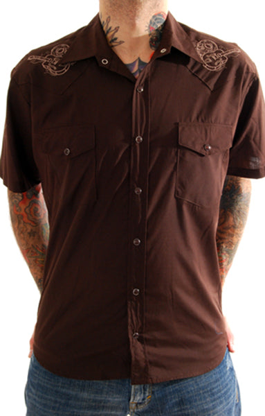 Steady Clothing - Dancing Dead Western Shirt-Brown