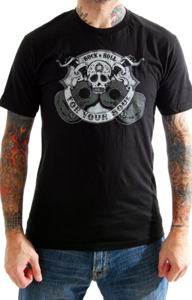 Steady Clothing - Rock'n'Roll for Your Soul Tee-Black