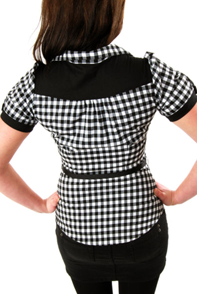 Steady Clothing - Gingham Sparrow Top-Black/White