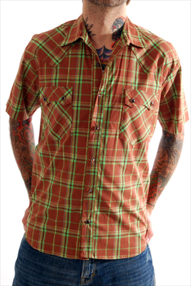 Steady Clothing - Manic Plaid Western Shirt-Brown