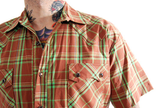 Steady Clothing - Manic Plaid Western Shirt-Brown