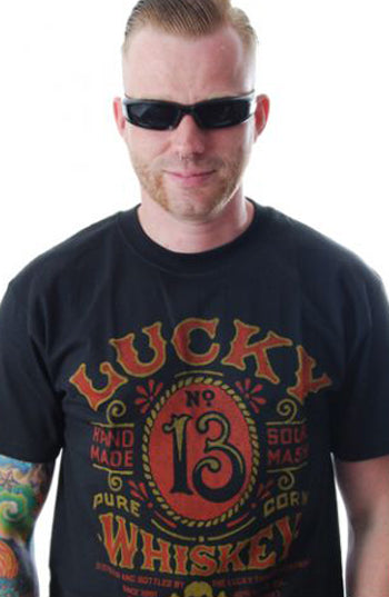 Lucky 13 - Whiskey-T-Shirt-Black